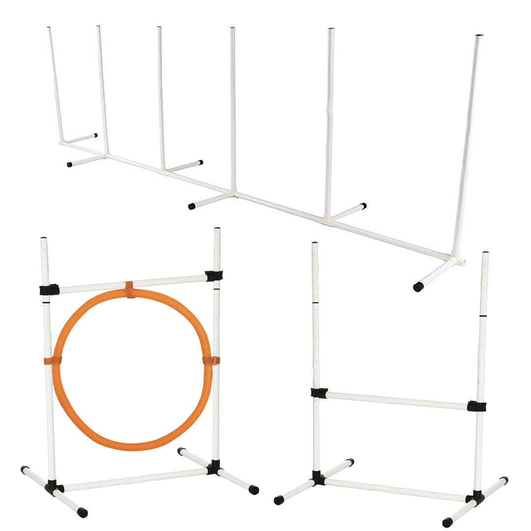 Dog Agility Beginner Sets- Hoop, Poles, & Bar Jump