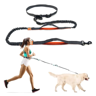A lady running with a hands free leash