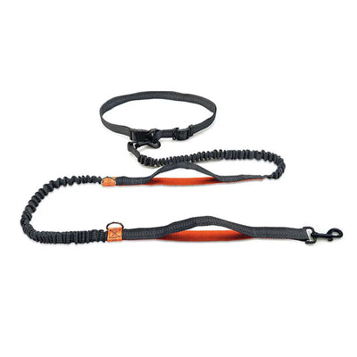 grey and black hand free running lead