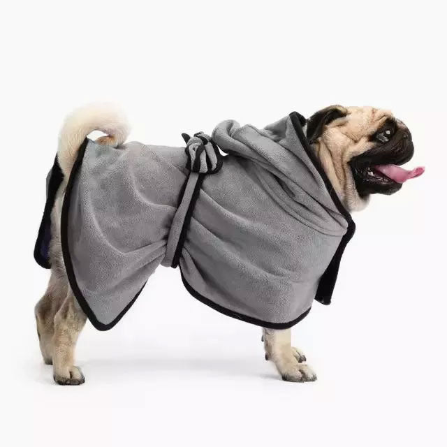 Grey Dog Robe on Pug